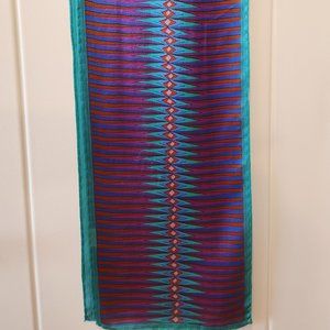 Nadia Roden silk scarf - teal, purple, fuchsia